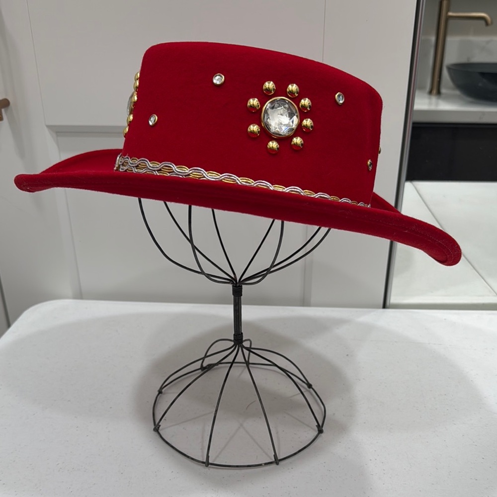 Red Embellished Women's Hat